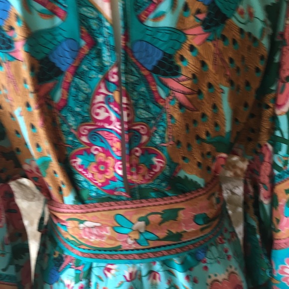 Jardin Des Plantes Peacock Romper In Turquoise - Picture 7 of 8